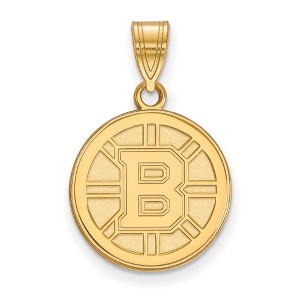 Black Bow Jewelry 10k Yellow Gold Boston Bruins NHL Medium Pendant - 1 of 3