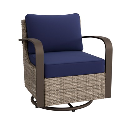 EAGLE PEAK Coastal Vista Outdoor Swivel Wicker Rocker Chair, Patio Glider Rocking Chair