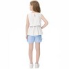 Girl's 2 Piece Outfits Sleeveless Tiered Ruffle Blouse Top and Shorts Set Summer Clothing Set - 3 of 3