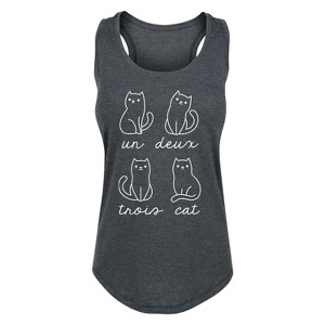 Women's - Instant Message - Un Deux Trois Cat Graphic Racerback Tank - 1 of 4