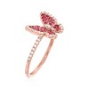 Ross-Simons 0.86 ct. t.w. Ruby and .30 ct. t.w. Diamond Butterfly Ring in 14kt Rose Gold - 3 of 4