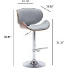 Modern Contemporary Swivel Walnut Bentwood Lift Adjustable Height Bar Stool with Curved Seat and Back (Gray) - 2 of 4