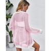 Coolmee Women's Color Block Crochet Cardigan Sweater Long Sleeve Open Front Lightweight Boho Cover Up Casual Knit Cardigans - 4 of 4