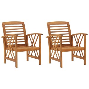 vidaXL Patio Chairs 2 pcs Solid Acacia Wood - 1 of 4