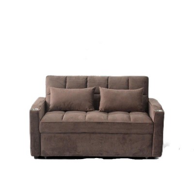 VYNXARIA Two Seater Pull Out Sofa Bed, Adjustable Backrest With Three USB Ports, Two Side Pockets, 3 in 1 Convertible Sleeper Sofa
