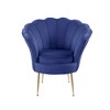 Velvet Barrel Accent Chair with Scalloped Back, Channel Tufting and Metal Legs for Living Room - 3 of 4