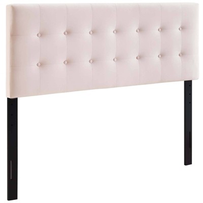 Pink Velvet Tufted Queen Headboard with Button Detailing
