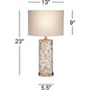 360 Lighting Coastal Accent Table Lamps 23" High Set of 2 Mother of Pearl Tiles Cylinder Cream Linen Drum Shade for Living Room Bedroom - 4 of 4