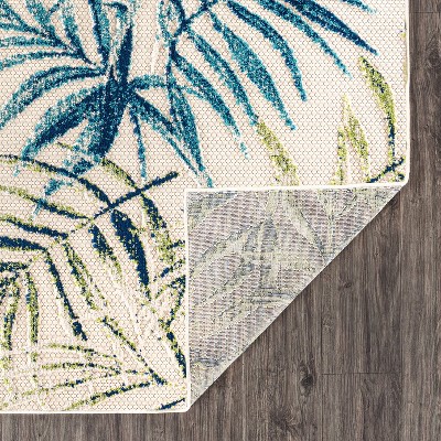 Bahama Palm Frond Floral Multicolor Synthetic 5' x 7' Indoor/Outdoor Area Rug