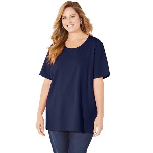 Catherines Women's Plus Size Suprema Ultra-Soft Scoopneck Tee - 1 of 4