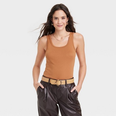 Women's Slim Fit Tank Top - A New Day™ Brown Xs : Target