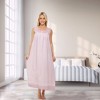 ADR Women's Cotton Nightgown, Sybil Sleeveless Lace Trim Button Up Long Vintage Night Dress Gown - 2 of 4