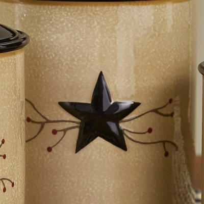 Vintage Beige and Black Ceramic Canister Set with Star Design
