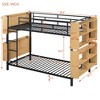 Twin Over Twin Size Metal Bunk Bed  with Ladder and Full-Length Guardrail, Storage Space, No Box Spring Needed,Black - 4 of 4