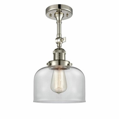 Bell - 1 Light Semi-Flush Mount In Industrial Style-14 Inches Tall and 8 Inches Wide