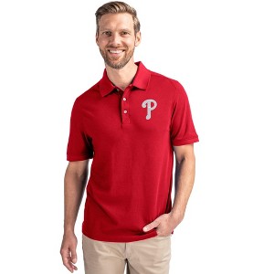 Philadelphia Phillies Cutter & Buck Advantage Eco Tri-Blend Pique Mens Polo - 1 of 1