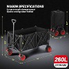 Acekool 400lb Capacity Folding Cart - 42"x22"x30" Utility Wagon w/Smooth Wheels & Cup Holders, Navy - 2 of 4