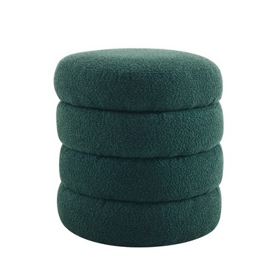 Ottoman with Storage,Foot Rest Round Bag Floor Chair for Bedroom or Entryway in Blackish Green