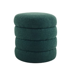 Ottoman with Storage,Foot Rest Round Bag Floor Chair for Bedroom or Entryway in Blackish Green - 1 of 4