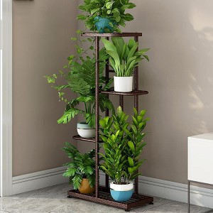TROPOW Support pour plantes en métal à 4 niveaux - Étagère à fleurs pour l'intérieur et l'extérieur - Support pour plantes d'intérieur et balcon - 1 of 4
