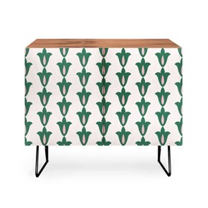Maritza Lisa Retro Green Floral Pattern Credenza - Deny Designs - 1 of 2