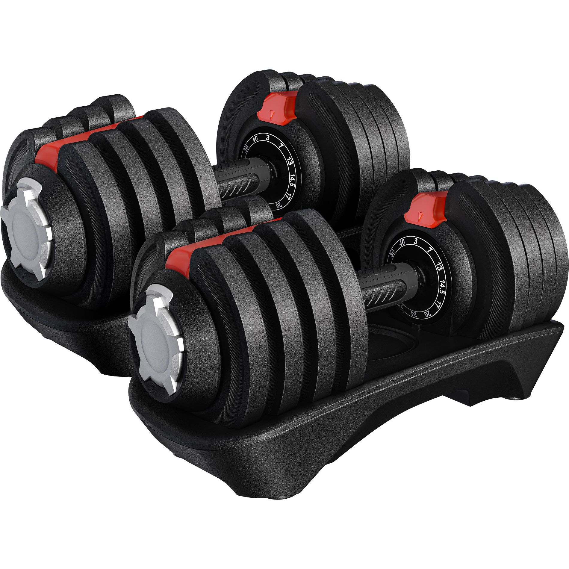 Yaheetech 3-40lbs Quick-adjust Dumbbell Set of 2 for Home Gym, Black
