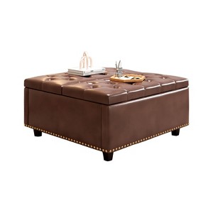 NicBex Ottoman with Storage Bench Storage Organizer Large Square Storage Stool with 2 Storage Doors for Living Room Bedroom - 1 of 4