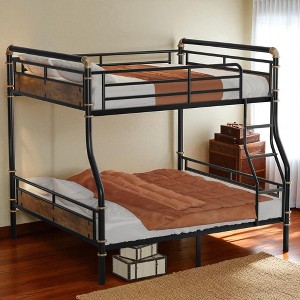 Industrial Metal Bunk Bed with Ladder and Safety Guardrails,Detachable Heavy Duty Bunkbeds for Teens Adults,Space Saving Design,No Box Spring Needed - 1 of 4