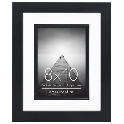 Americanflat Picture Frame with Decorative Inner Mat Accent - Shatter Resistant Glass and Easel Stand