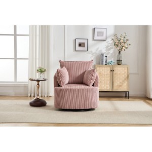 Lyngins Swivel Accent Chairs with Backrest,Upholstered Swivel Barrel Chairs,Sofa Chairs for Bedroom,Living Room - 1 of 4
