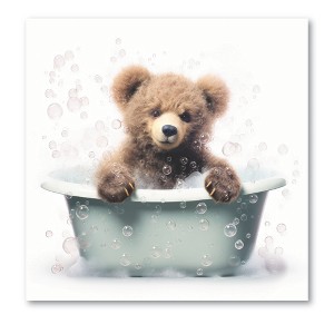 Courtside Market Animal Bath Scenes Bear II 16x16 Gallery-Wrapped Canvas - 1 of 4