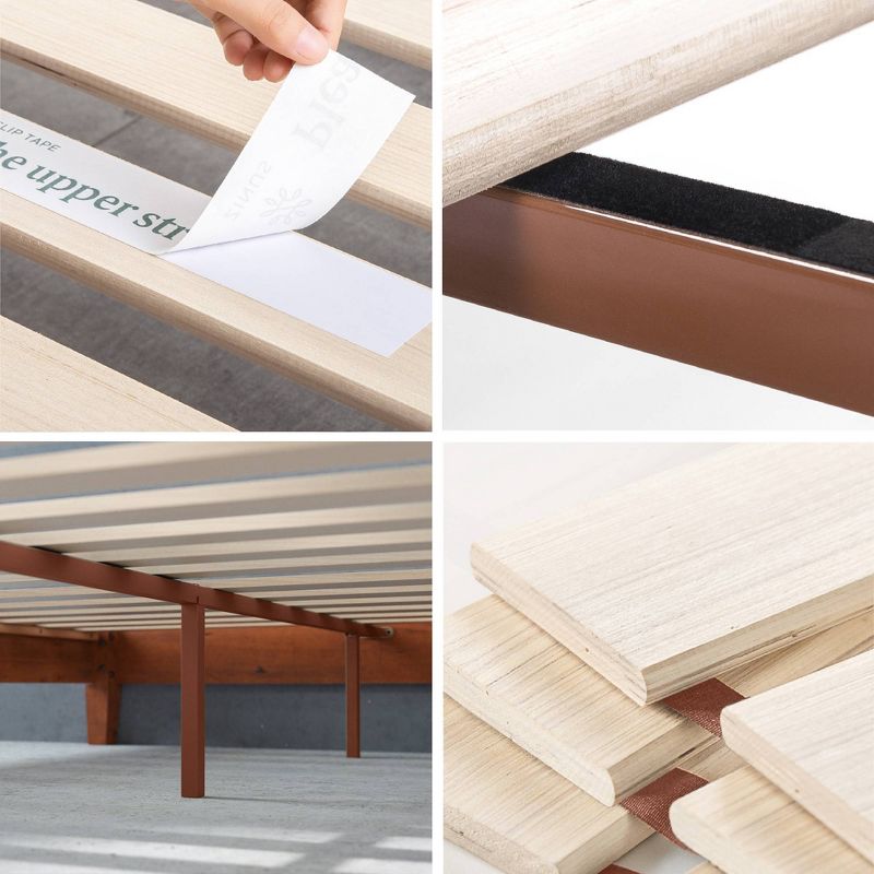 12" Wen Deluxe Wood Platform Bed Frame Cherry - Zinus, 6 of 10