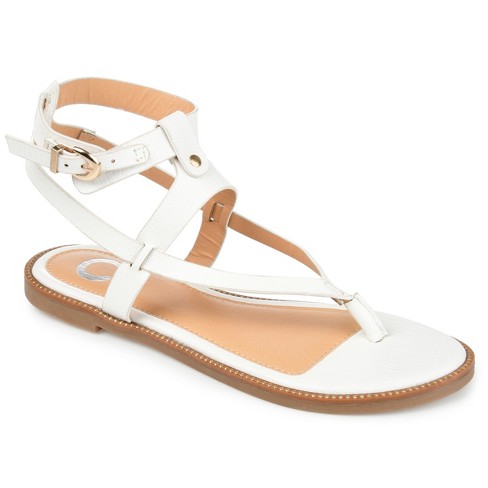 Journee Collection Womens Tangie Tru Comfort Foam Multi Strap Flat Sandals, White  12 : Target