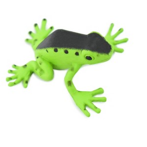 Collectible Wildlife Gifts | Poison Dart Frog, Green and Black, Hand Painted, Amphibian, Hard Rubber, Rainforest Frog,  Toy, Gift,   1 1/2"  F091 B43 - 1 of 4