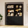 Aheaplus 71'' Tall Storage Bookcase, Bookshelf with 3-Tier Open Shelves and 3 Drawers, Wood Storage Cabinet - 2 of 4