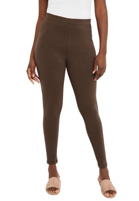 Roaman's Women's Plus Size Petite Ankle-length Essential Stretch Legging -  M, Brown : Target