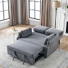 50"W Velvet Upholstered Loveseat Sofa with Side Pockets, 2 Pillows and Removeable Backrest Pull-out Sofa Bed, 4L -ModernLuxe - 3 of 4