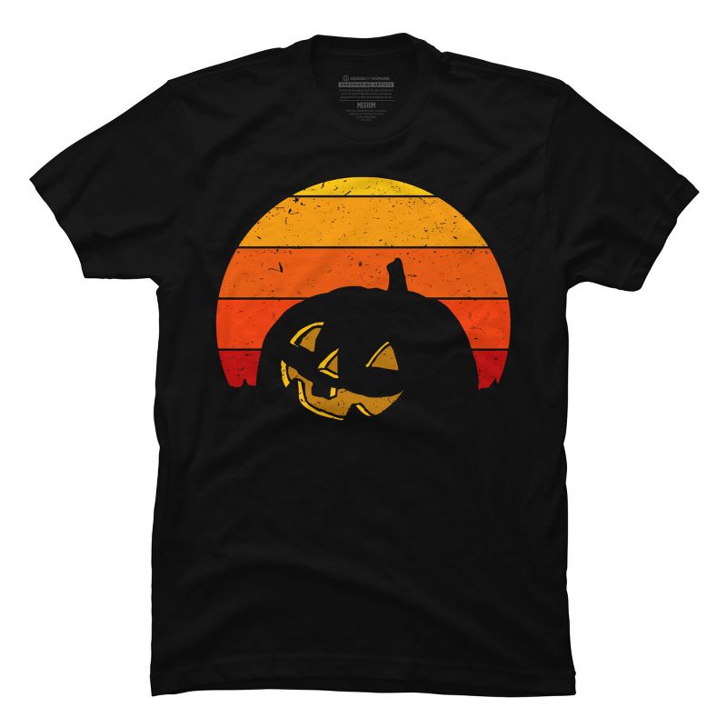 Men's Design By Humans Vintage Retro Sunset Halloween Pumpkin I By lemonpepper T-Shirt, 1 of 5