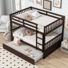 Sapphtopaz Space-Saving Full Over Full Bunk Bed with Twin Trundle, Simple Rubber Wood Bed Frame with Ladder and Guardrails for Bedroom, Kids Room - 3 of 4