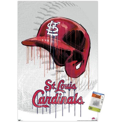 Trends International MLB St. Louis Cardinals - Neon Helmet 23 Unframed Wall  Poster Print Clear Push Pins Bundle 22.375 x 34