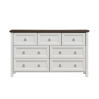 VANIRROR Farmhouse 7 Drawers Dresser for Bedroom, Rustic Wood Storage Dresser TV Stand Organizer for Living Room, Hallway, Clothes Storage Solution
