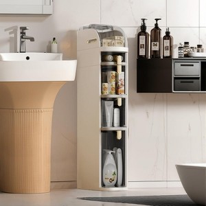 Garvee Slim Rolling Bathroom Storage Cabinet with 4 Drawers and Tissue Box Plastic Waterproof Tower Cart for Small Spaces - 1 of 4