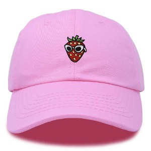 Dalix Strawberry Embroidered Cap Cotton Baseball Summer Cool Dad Hat Womens - 1 of 4