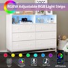 Jojoka Wide Dresser for Bedroom with Charging Station, 6 Drawer Dresser with LED Lights, Wood Dressers & Chests of Drawers Closet, White - 3 of 4