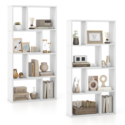 Tangkula 4-Tier Geometric Bookshelf 48"/120 CM High Bookcase Modern 8-Cube Storage Organizer