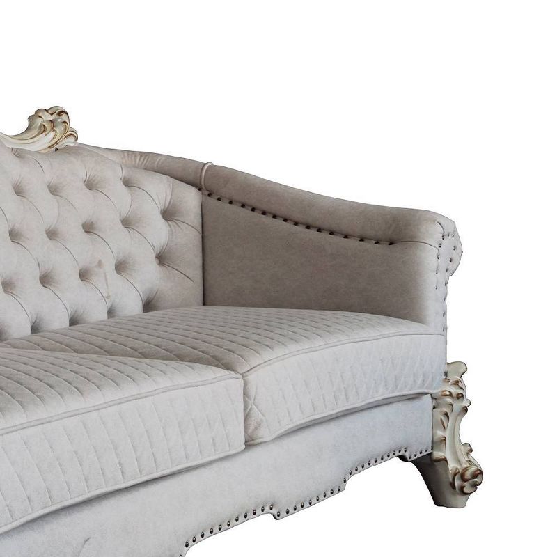 89&#34; Vendome II Sofa Two Tone Ivory Fabric and Antique Pearl Finish - Acme Furniture, 4 of 9
