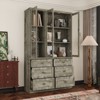 FUFU&GAGA Rustic Glass-Door Display Cabinet with Spacious Drawers,Farmhouse Living Room Storage,Multi-Drawer Home Office Vintage Bookcase - 2 of 4