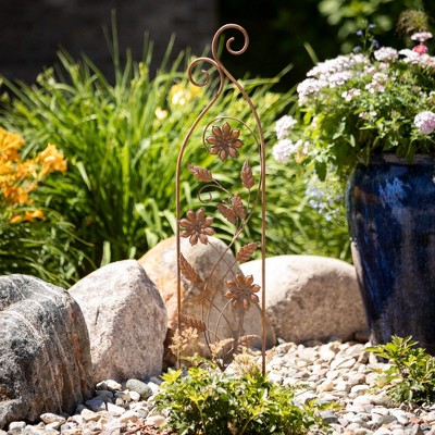 Bronze Graceful Flower Metal Trellis, 42" Tall