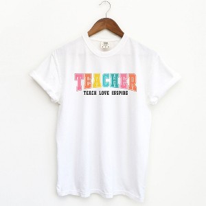 Simply Sage Market Women's Teacher Bright Varsity Short Sleeve Garment Dyed Tee - 1 of 4