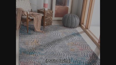 Elysian Blue & Beige Hand-Knotted Easy-Care Rectangular Rug